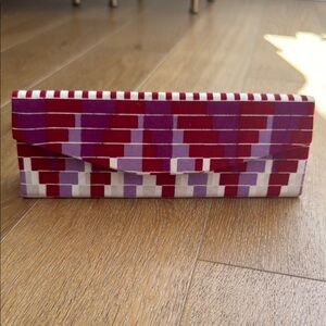 Red and Purple Geometric Clutch